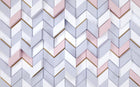 Design ZX0523 — Papier peint Chevron 3D blanc rose dores luxe — Novomur