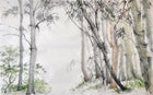 Design ZX0530 — Papier peint Foret bambous aquarelle beige — Novomur