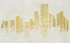 Design ZX0550 — Papier peint Skyline gratte-ciel dores mosaique luxe — Novomur
