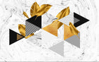 Design ZX0566 — Papier peint Triangles dores plumes patterns marbre — Novomur