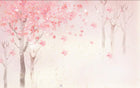 Design ZX0567 — Papier peint Cerisier rose foret vintage pastel — Novomur