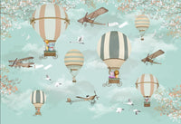 Échantillon, Design ZX0569, Papier peint panoramique Montgolfières Enfant - Sur mesure