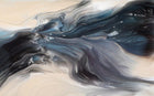 Design ZX0579 — Papier peint Vagues bleu marine fluid art beige — Novomur