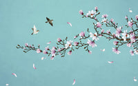 Échantillon, Design ZX0580, Papier peint panoramique Magnolia & Oiseaux - Collection 2 - Sur mesure