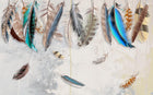 Design ZX0587 — Papier peint Plumes colorees aquarelle beige — Novomur