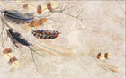 Design ZX0653 — Papier peint Plumes branches grunge fond beige — Novomur