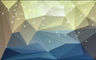 Design ZX0656 — Papier peint Polygones vert bleu constellation filante — Novomur