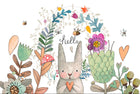 Design ZX0662 — Papier peint Lapin couronne fleurs hello enfant — Novomur