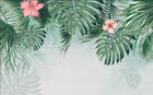 Design ZX0680 — Papier peint Monstera palmes hibiscus pastel — Novomur