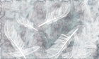 Design ZX0688 — Papier peint Plumes blanches contour bleu fond grunge — Novomur