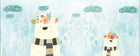 Design ZX0689 — Papier peint Ours peluche couronne fleurs ciel bleu — Novomur