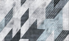 Design ZX0695 — Papier peint Triangles gris bleu grunge moderne — Novomur