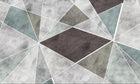 Design ZX0698 — Papier peint Triangles gris vert marron contour blanc — Novomur