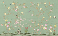 Échantillon, Design ZX0767, Papier peint panoramique Magnolia & Oiseaux - Sur mesure