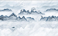 Échantillon, Design ZX0768, Papier peint panoramique Asie Encre Noire Montagne - Sur mesure