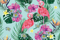 Échantillon, Design ZX0769, Papier peint panoramique Palmier Tropical & Jungle Dense - Sur mesure