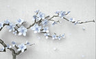 Design ZX0795 — Papier peint Cerisier blanc bleu 3D relief beige — Novomur