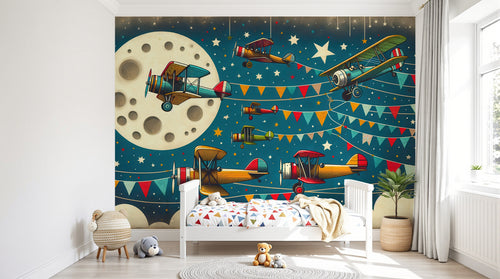 Design A0274 — Papier peint Avions et Véhicules Enfant — Novomur