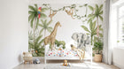 Design B001 — Papier peint Safari aquarelle animaux & palmiers — Novomur