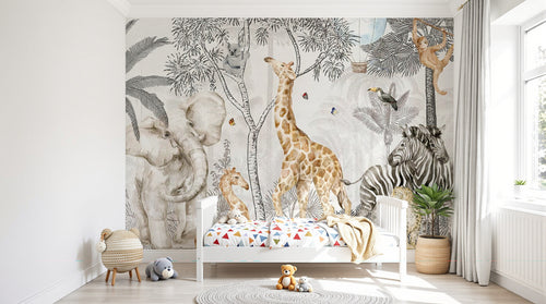 Design B003 — Papier peint Safari sepia tons neutres beige — Novomur