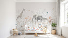 Design B008 — Papier peint Safari pastel doux feuillage graphique — Novomur