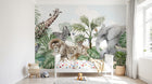 Design B013 — Papier peint Safari panoramique familles animaux — Novomur