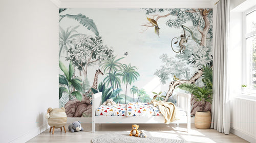 Design B014 — Papier peint Paysage tropical vintage style gravure — Novomur
