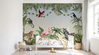 Design B019 — Papier peint Jungle vibrante illustree animaux exotiques — Novomur