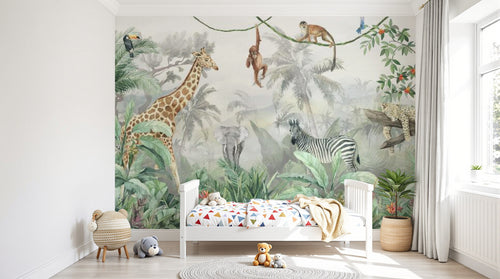 Design B021 — Papier peint Safari Jungle Animaux - Collection 2 — Novomur