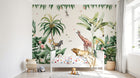 Design B022 — Papier peint Safari aquarelle palmiers fleurs tropicales — Novomur