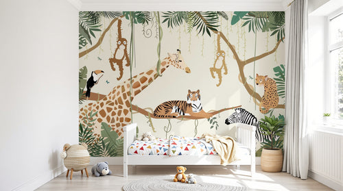 Design B023 — Papier peint Safari Jungle Animaux - Collection 2 — Novomur