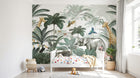 Design B029 — Papier peint Safari aquarelle vert sauge elegant — Novomur