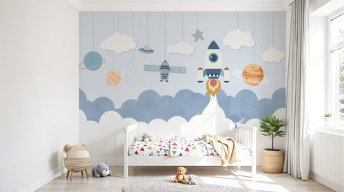 Design C0672 — Papier peint Espace Planètes Enfant — Novomur