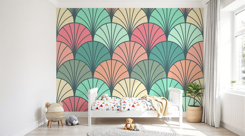 Design E0538 — Papier peint Art Déco Éventails et Or - Collection 2 — Novomur