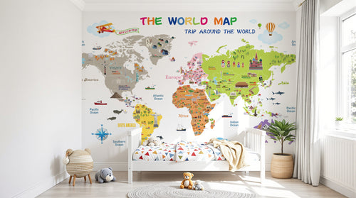 Design SD0287 — Papier peint Carte du Monde Enfant — Novomur