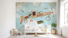 Design SL0200 — Papier peint Avion bois enfant valises Jackson ciel — Novomur