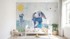 Design SL0213 — Papier peint Lapin blanc echarpe enfant aquarelle — Novomur