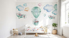 Design SL0274 — Papier peint Lapins aviateurs avions montgolfiere — Novomur