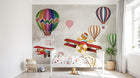 Design SL0326 — Papier peint Montgolfieres avions enfants animaux ciel — Novomur