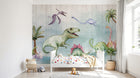 Design SL0352 — Papier peint Dinosaures aquarelle palmiers paysage — Novomur