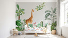 Design SL0402 — Papier peint Girafe jungle aquarelle palmiers cactus — Novomur