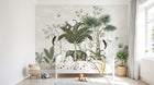 Design SL0444 — Papier peint Jungle sauge singe elephant aquarelle — Novomur