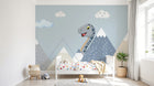 Design SL0445 — Papier peint Dinosaure mignon montagnes nuages cartoon — Novomur