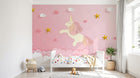 Design SL0453 — Papier peint Licorne papier rose etoiles enfant — Novomur
