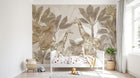 Design SL0524 — Papier peint Girafes palmes sepia beige vintage — Novomur