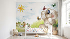 Design SL0692 — Papier peint Ours peluche papillons village soleil enfant — Novomur