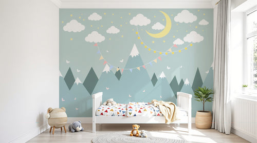 Design SL0740 — Papier peint Montagne Scandinave Enfant — Novomur