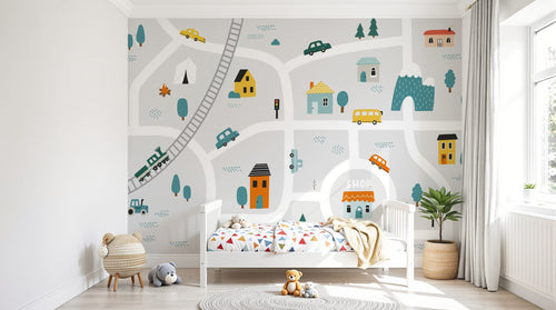 Design SL0771 — Papier peint Avions et Véhicules Enfant — Novomur