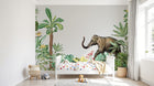 Design SL0779 — Papier peint Elephant jungle palmiers oiseaux paradis — Novomur