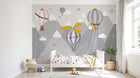 Design SL0788 — Papier peint Montgolfieres animaux montagnes scandinave — Novomur